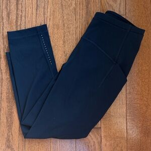 Navy Blue Lululemon Cropped Pocketed Leggings
